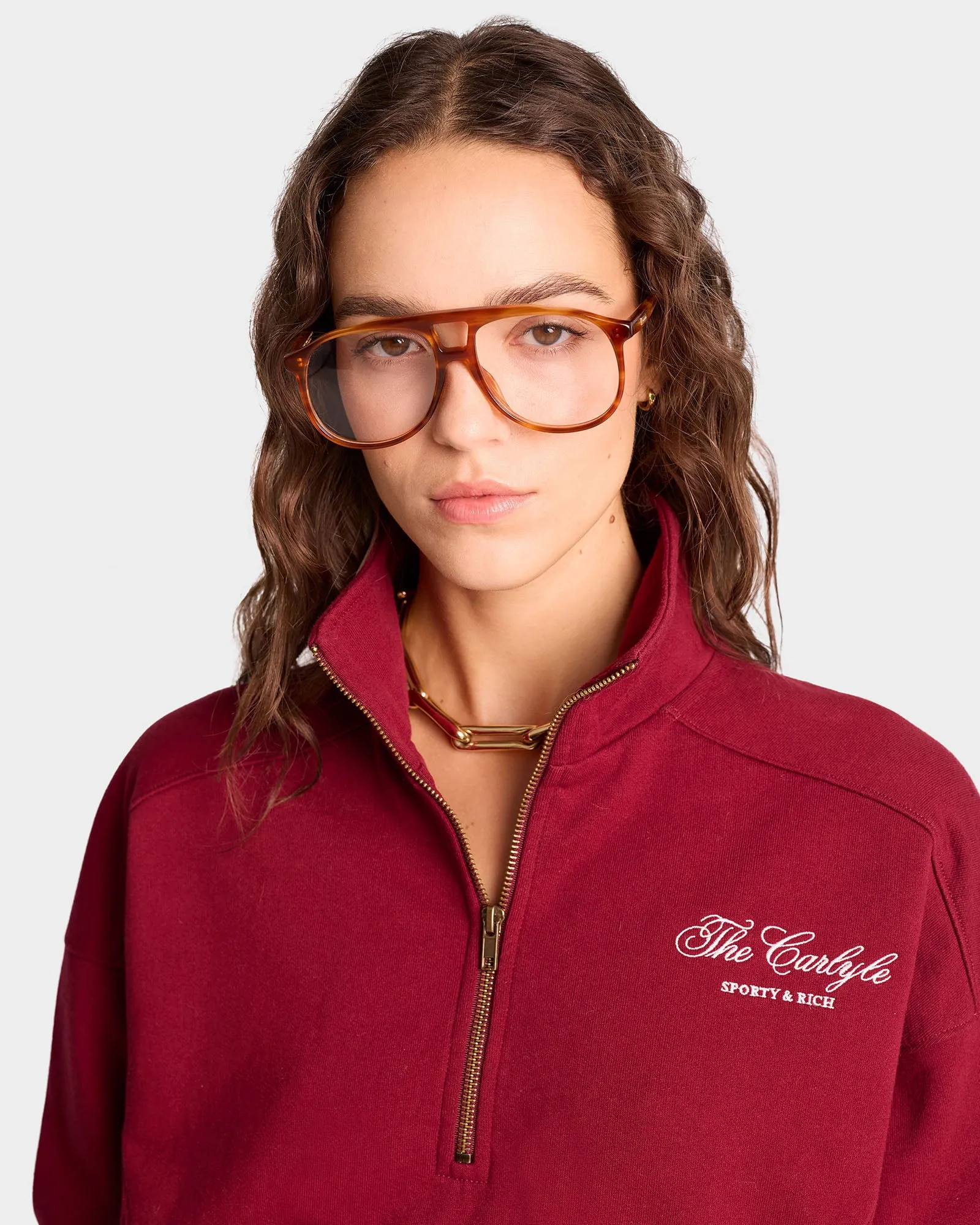 The Carlyle Script Quarter Zip - Merlot/White sold by Sporty and Rich product image thumbnail 5