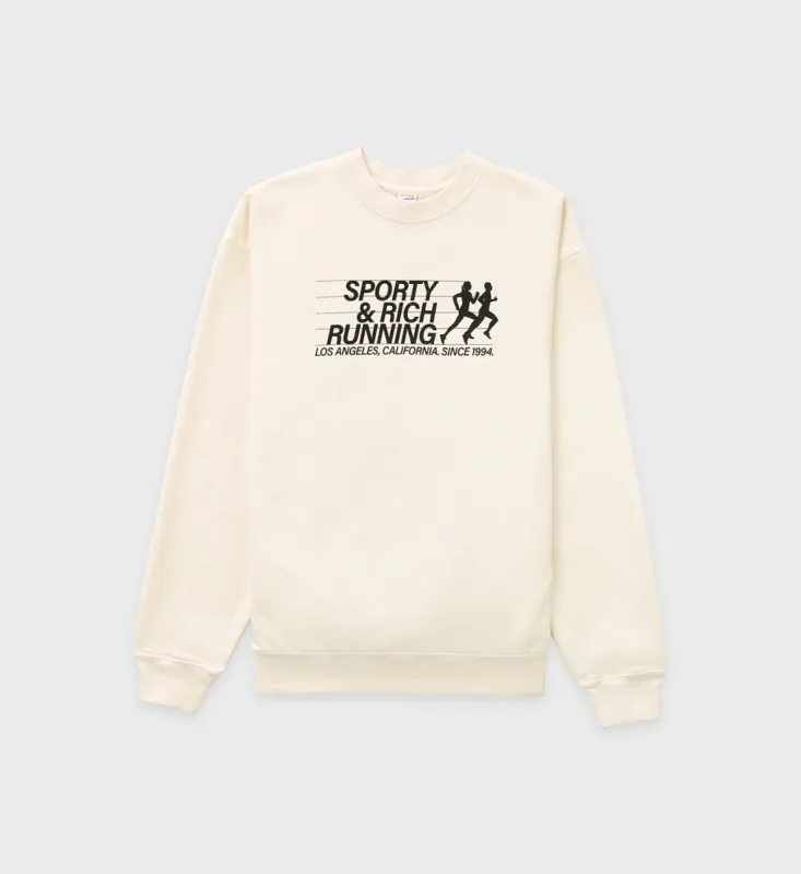 Running Crewneck - Cream sold by Sporty and Rich
