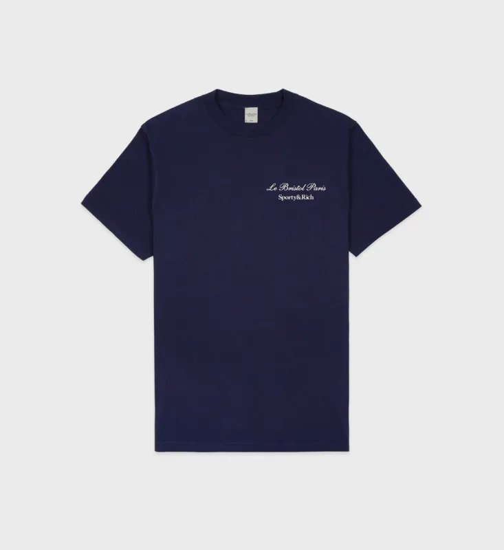 Faubourg T-Shirt - Navy/White sold by Sporty and Rich