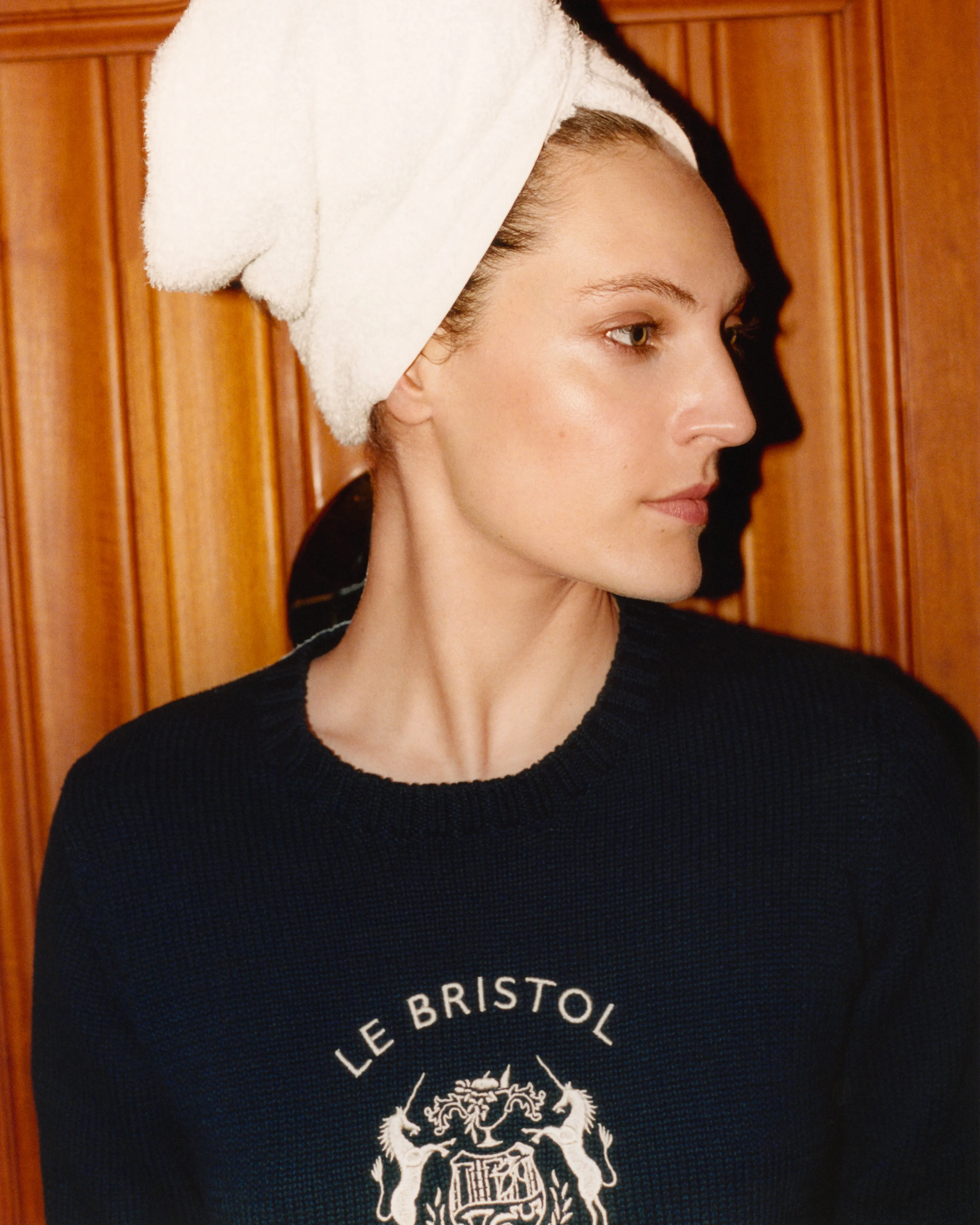 Bristol Crest Cotton Knit Sweater - Navy/Cream sold by Sporty and Rich product image thumbnail 3