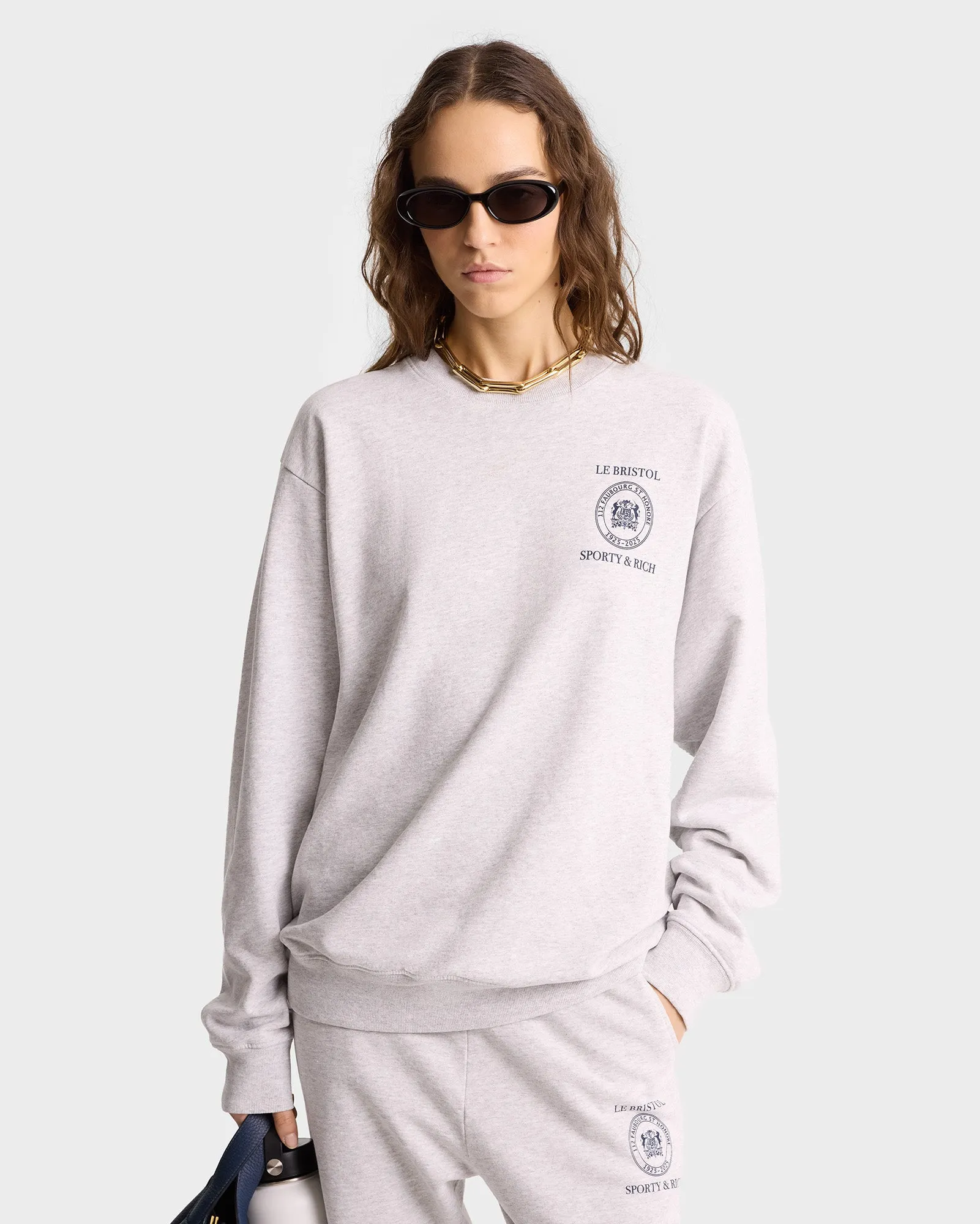 Crest Seal 100th Crewneck - Heather Gray/Navy sold by Sporty and Rich product image thumbnail 4