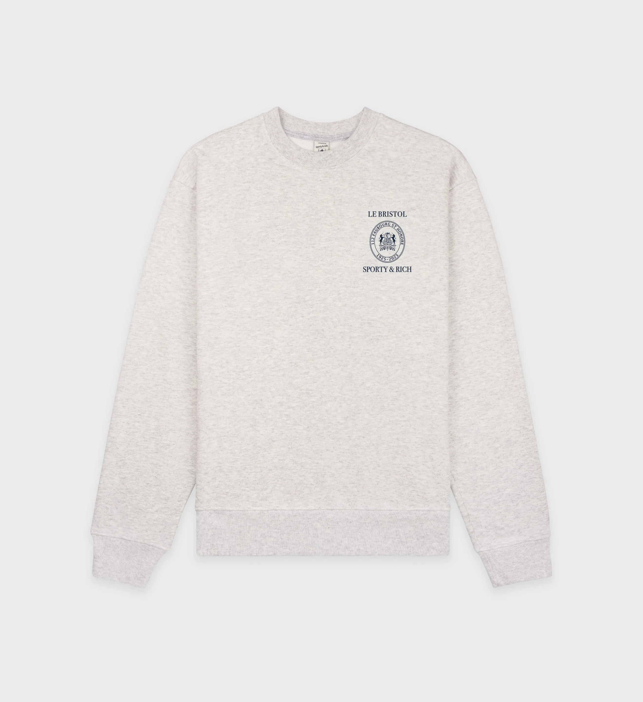 Crest Seal 100th Crewneck - Heather Gray/Navy sold by Sporty and Rich
