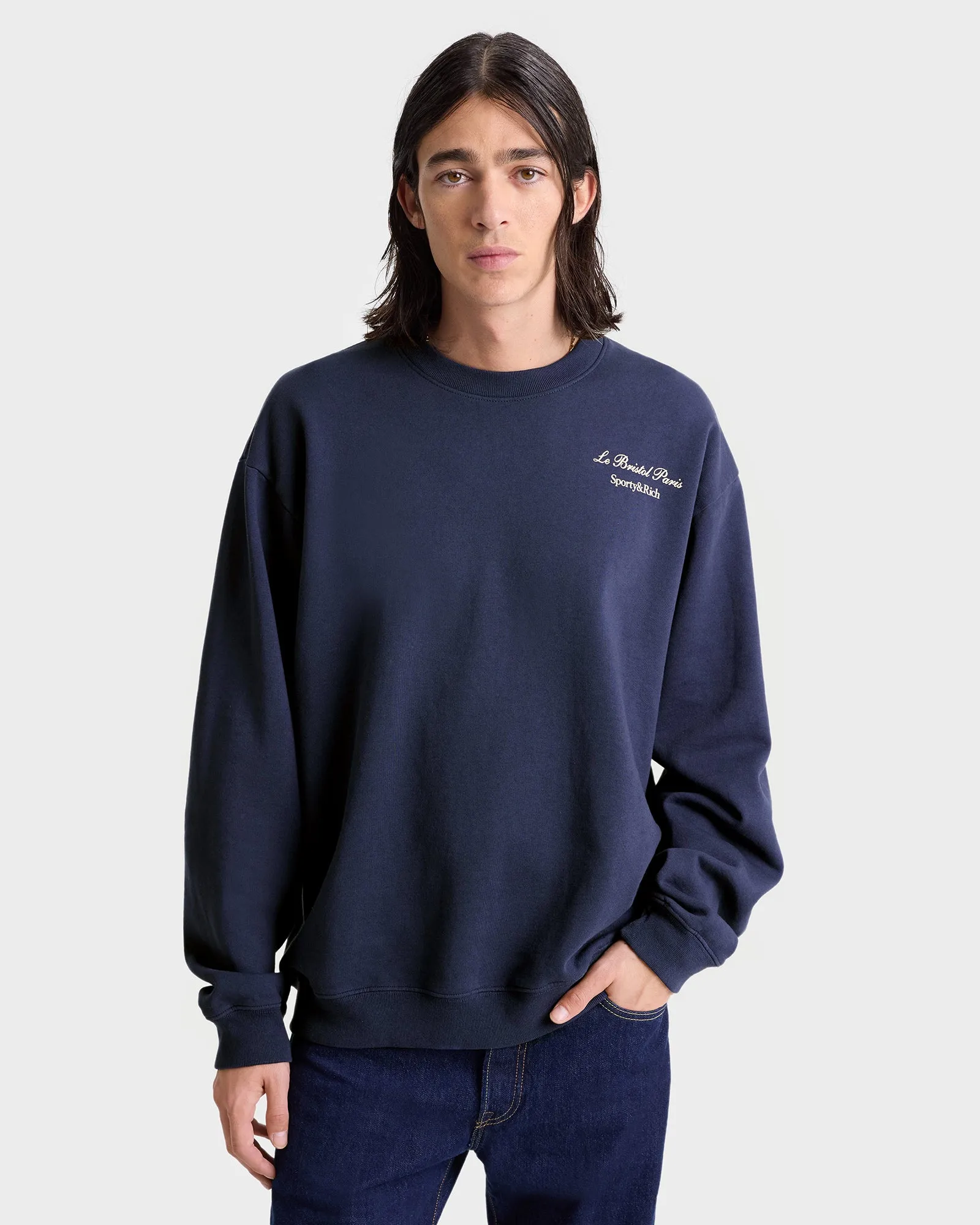 Faubourg Crewneck - Navy/Cream sold by Sporty and Rich product image thumbnail 4