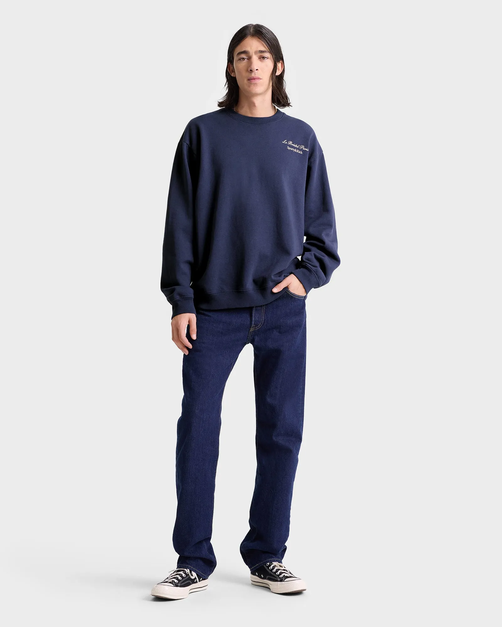 Faubourg Crewneck - Navy/Cream sold by Sporty and Rich product image thumbnail 3