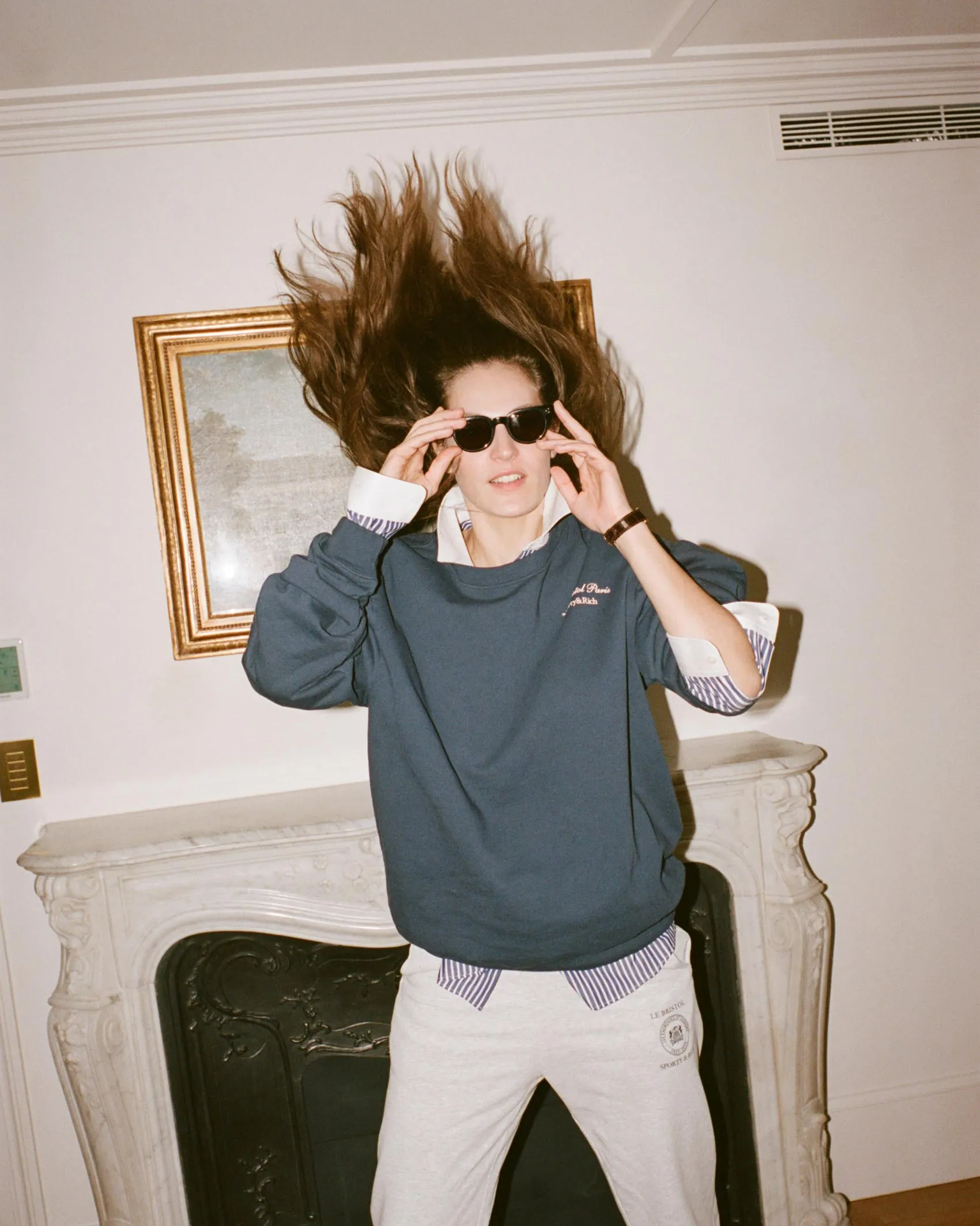 Faubourg Crewneck - Navy/Cream sold by Sporty and Rich product image thumbnail 2