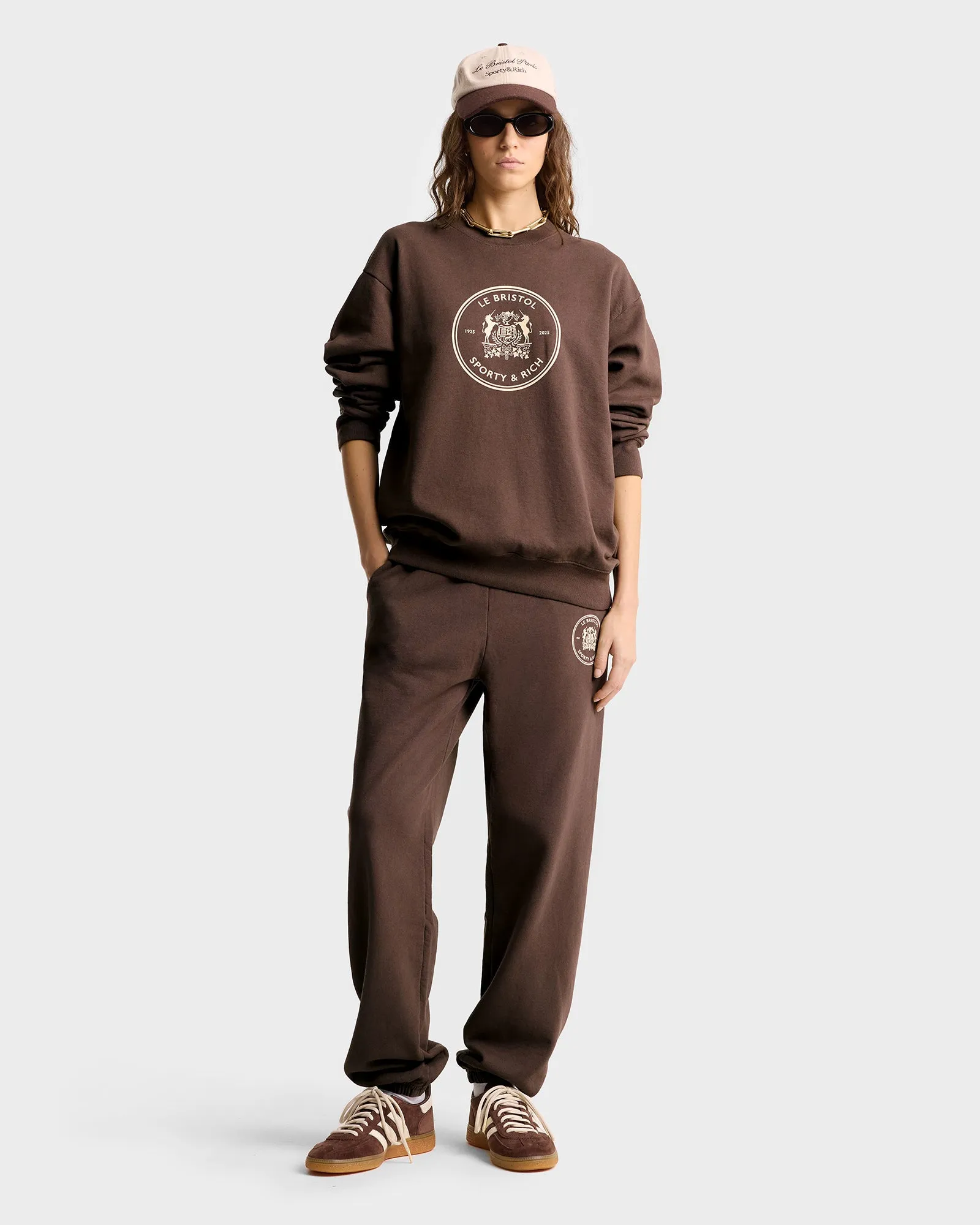 Bristol Crest 100th Crewneck - Chocolate/Cream sold by Sporty and Rich product image thumbnail 2
