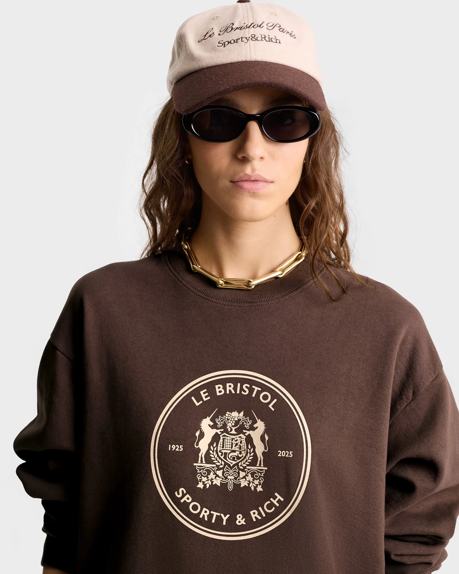 Bristol Crest 100th Crewneck - Chocolate/Cream sold by Sporty and Rich product image thumbnail 4