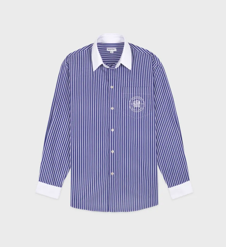 Bristol Crest 100th Oversized Shirt - Navy/White sold by Sporty and Rich