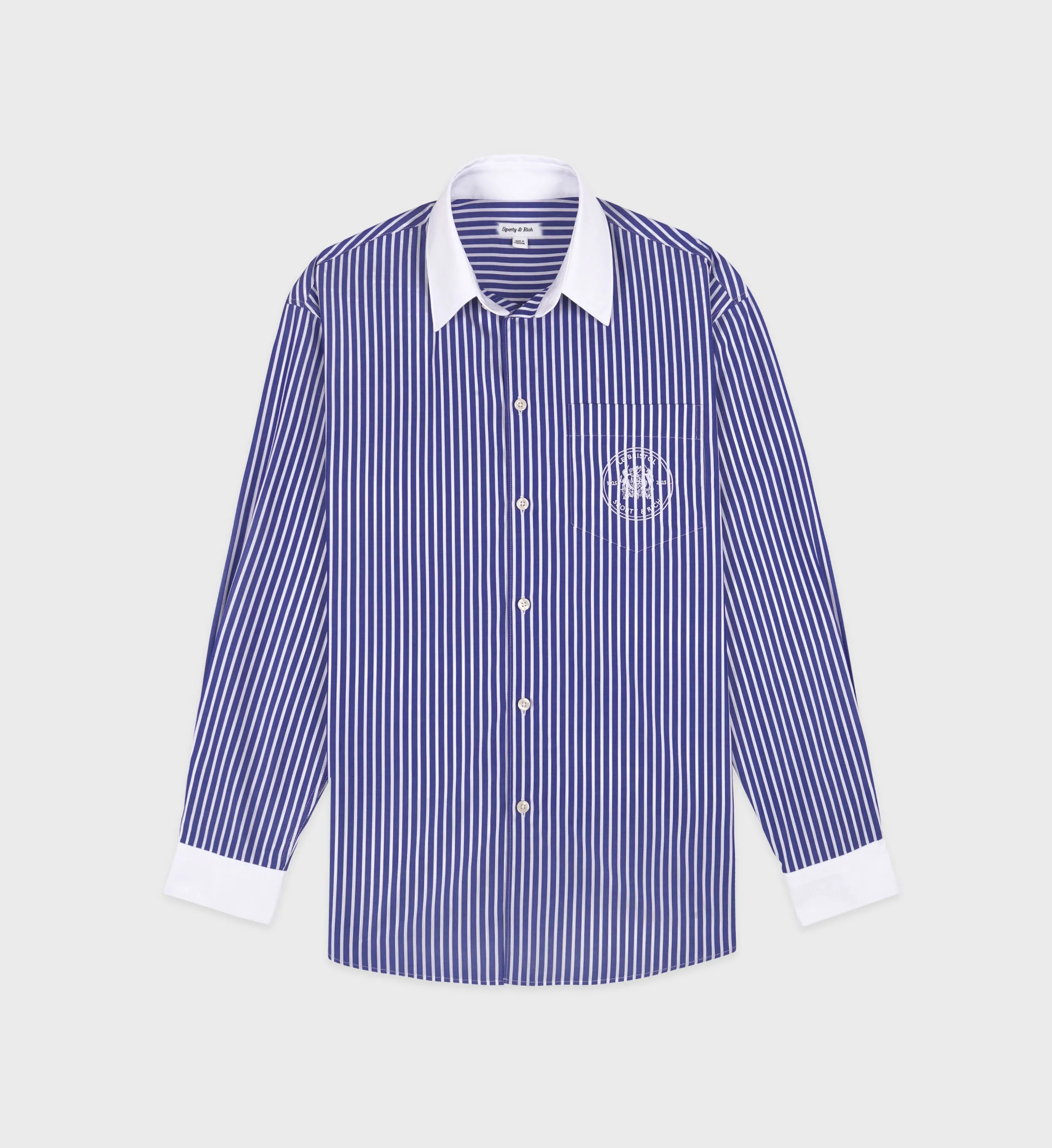 Bristol Crest 100th Oversized Shirt - Navy/White sold by Sporty and Rich