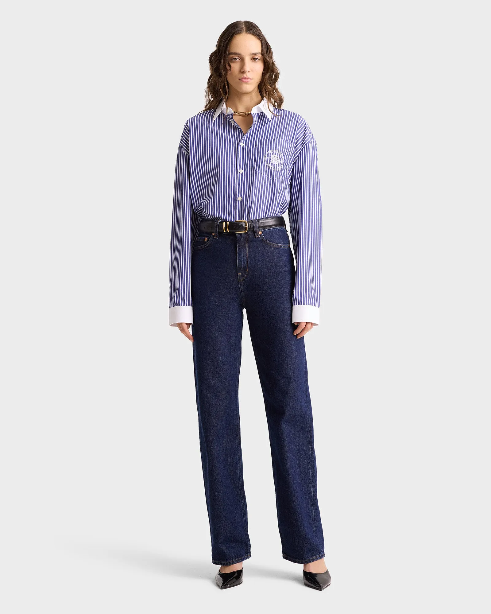 Bristol Crest 100th Oversized Shirt - Navy/White sold by Sporty and Rich product image thumbnail 2