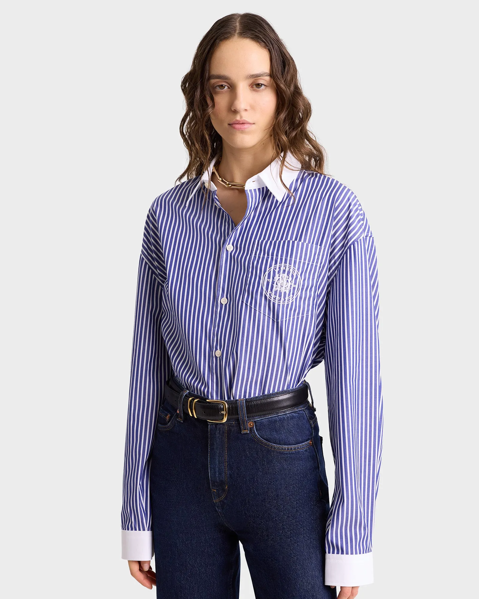 Bristol Crest 100th Oversized Shirt - Navy/White sold by Sporty and Rich product image thumbnail 3