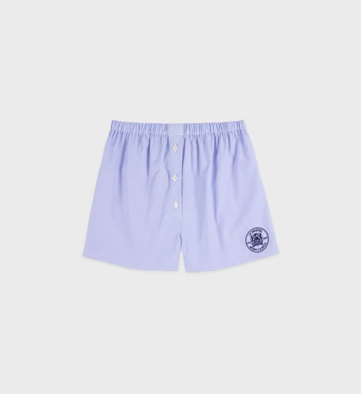 Bristol Crest Boxer Short - White/Navy sold by Sporty and Rich