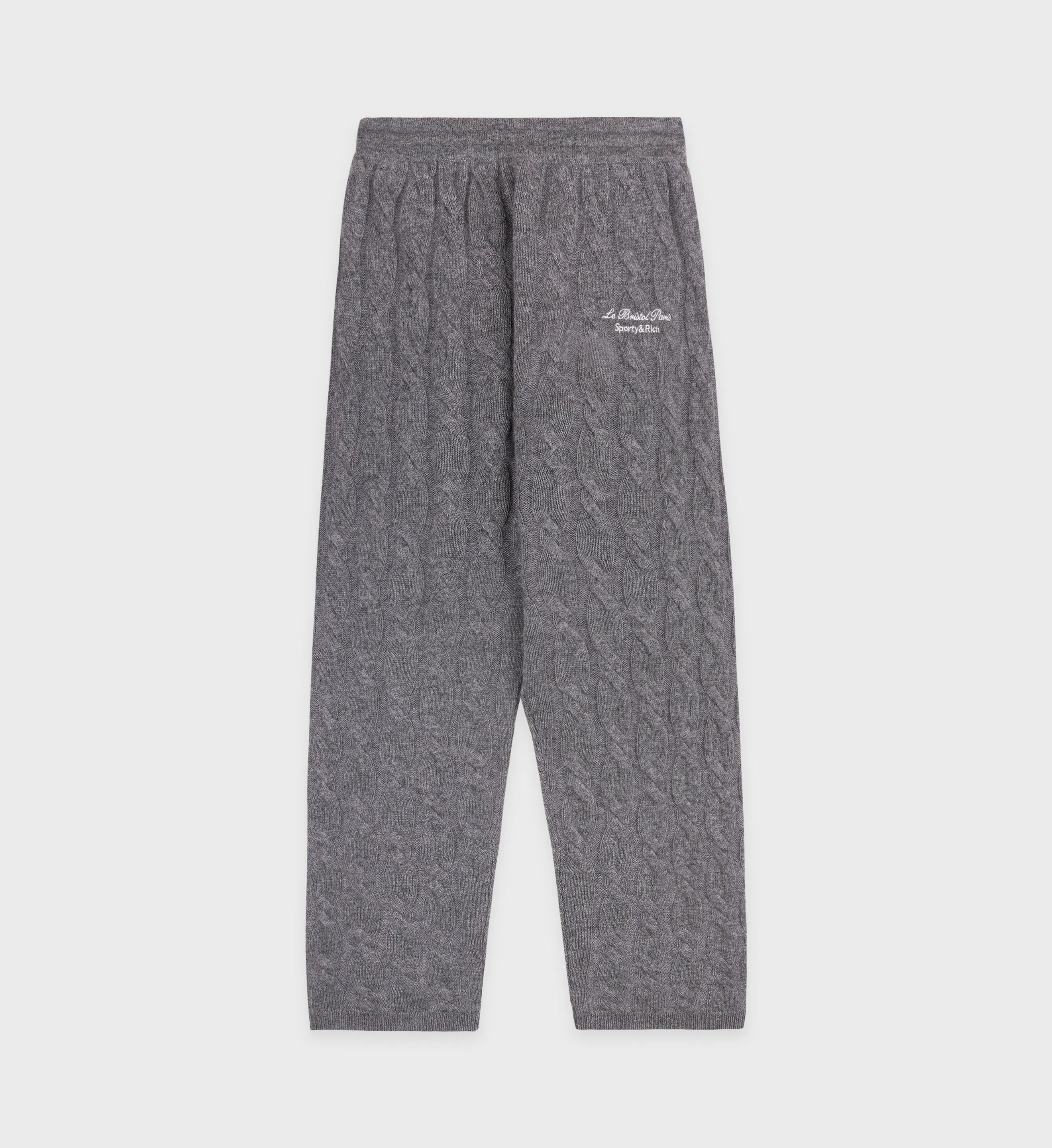 Faubourg Cableknit Wool Cashmere Pants - Dark Gray/White sold by Sporty and Rich