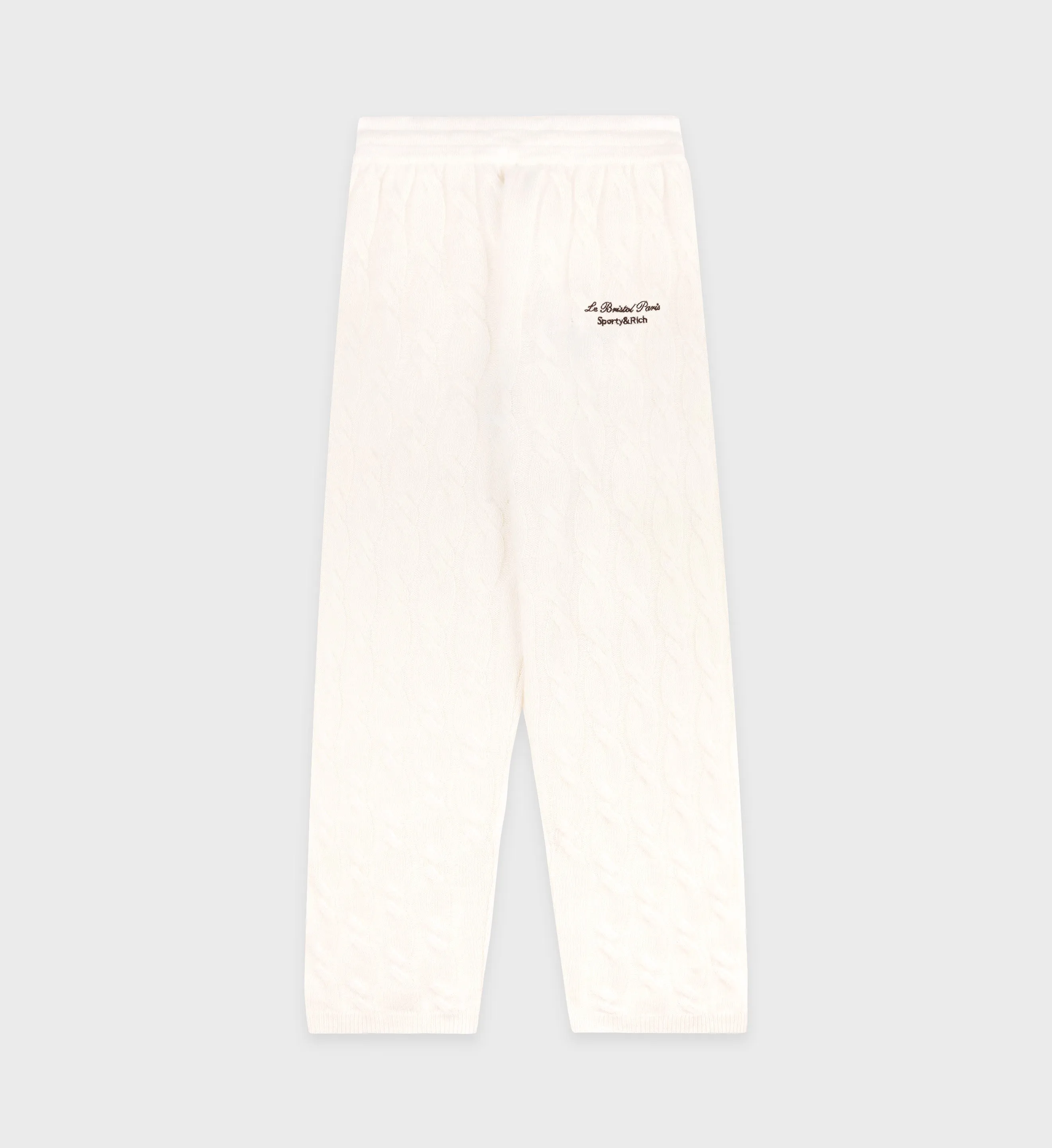 Faubourg Cableknit Wool Cashmere Pants - Cream/White sold by Sporty and Rich