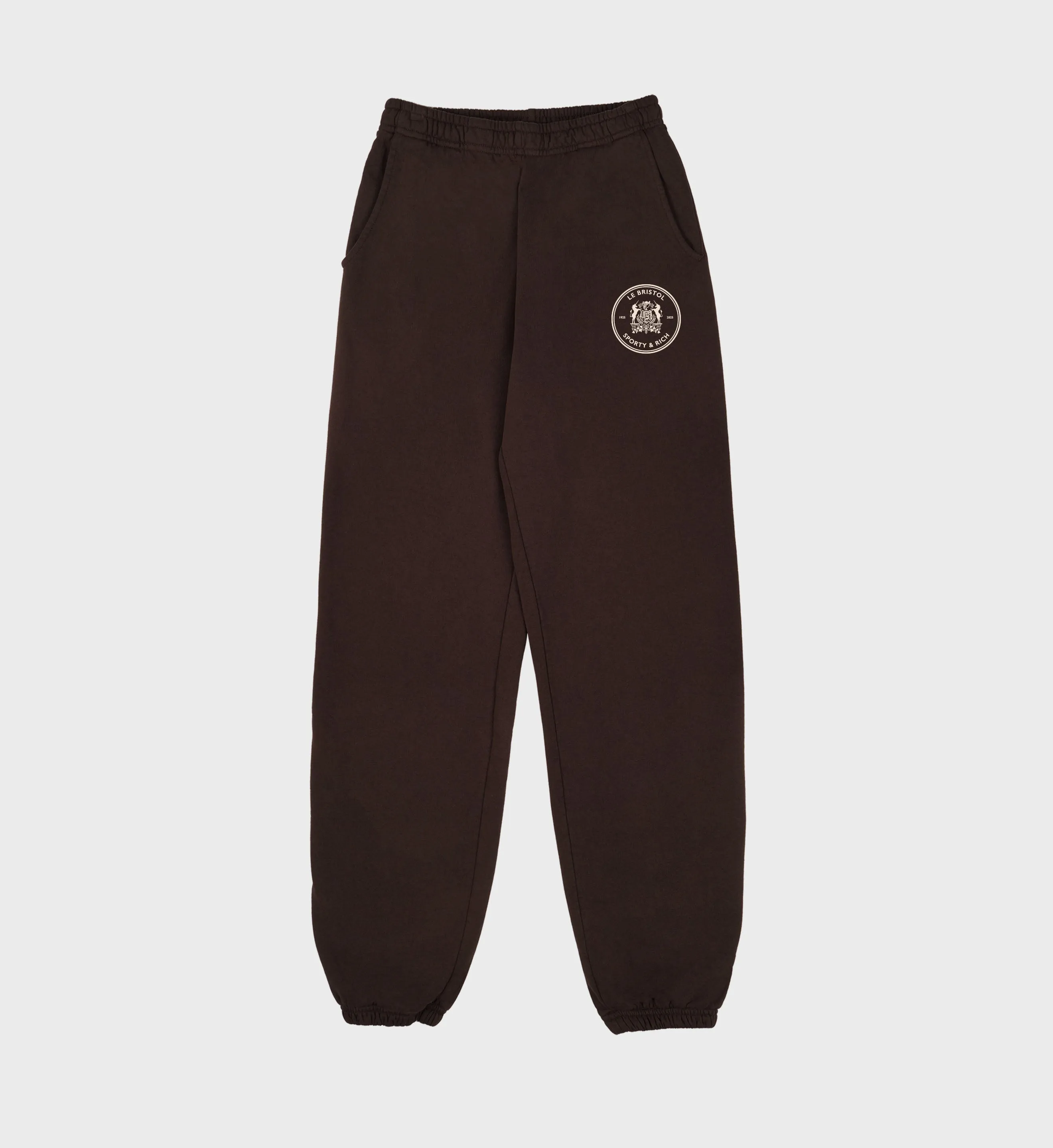 Bristol Crest 100th Sweatpant - Chocolate/Cream sold by Sporty and Rich