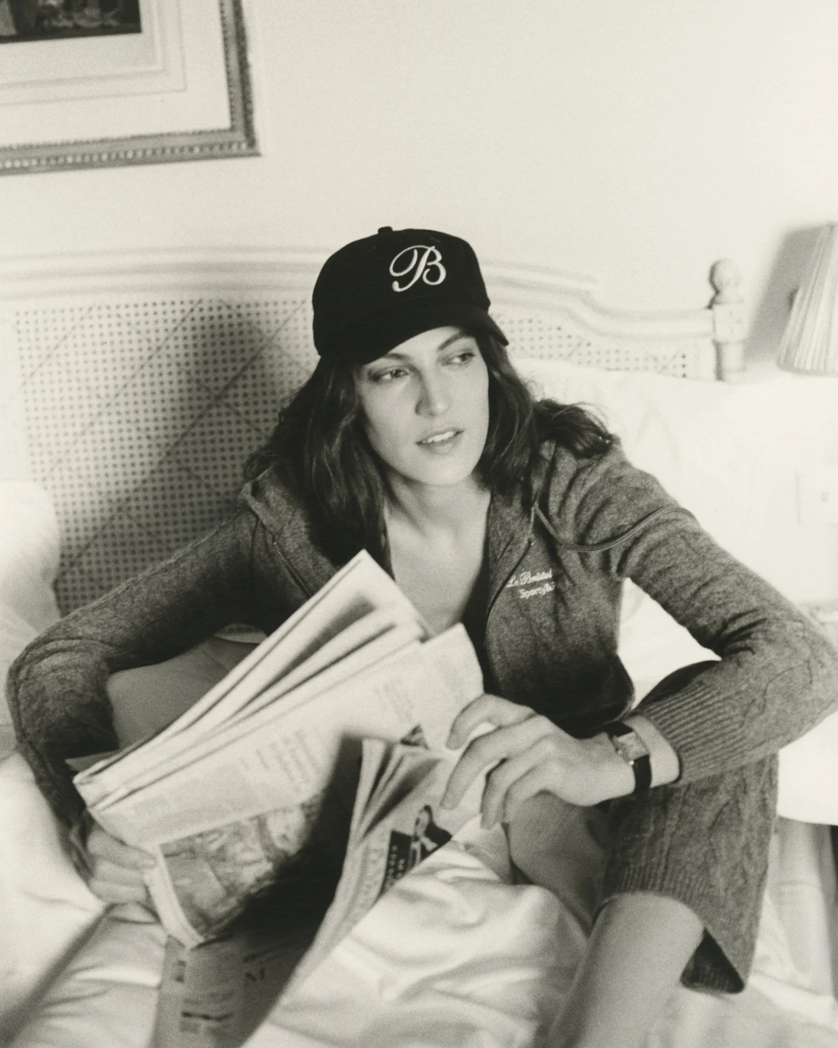 Faubourg Cableknit Wool Cashmere Zip Hoodie - Dark Gray/White sold by Sporty and Rich product image thumbnail 3