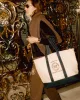 Crest Seal Tote Bag - Natural/Navy sold by Sporty and Rich