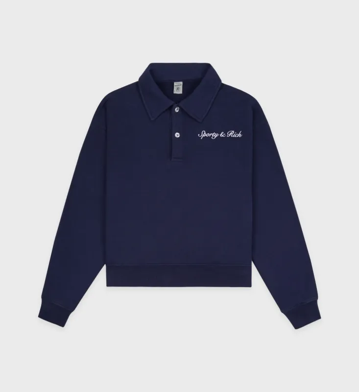 Syracuse Embroidered Polo - Navy/White sold by Sporty and Rich
