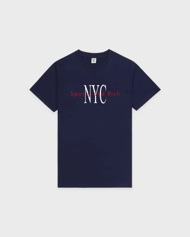 NY Minute T-Shirt - Navy/White sold by Sporty and Rich