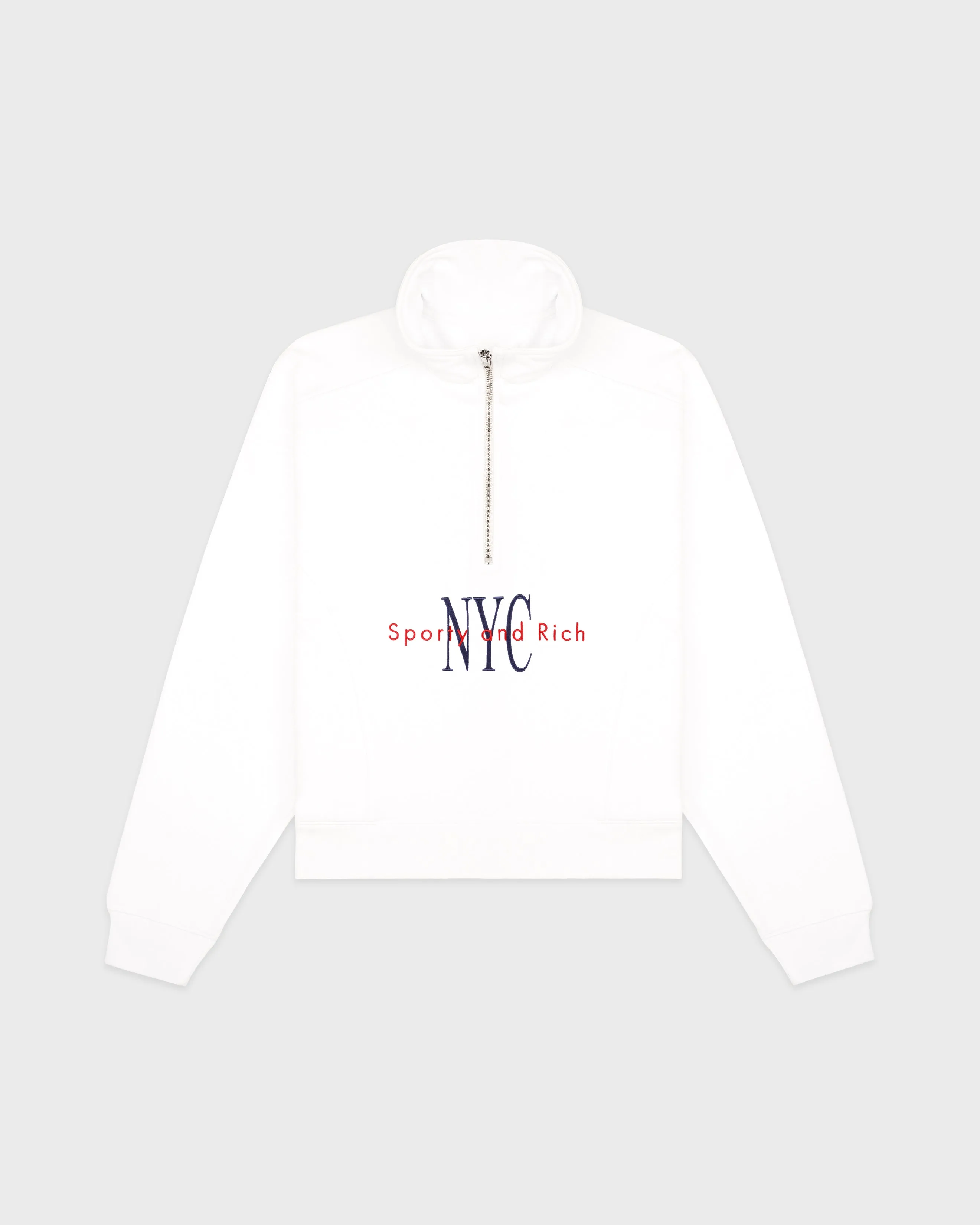 NY Minute Quarter Zip - White/Navy sold by Sporty and Rich
