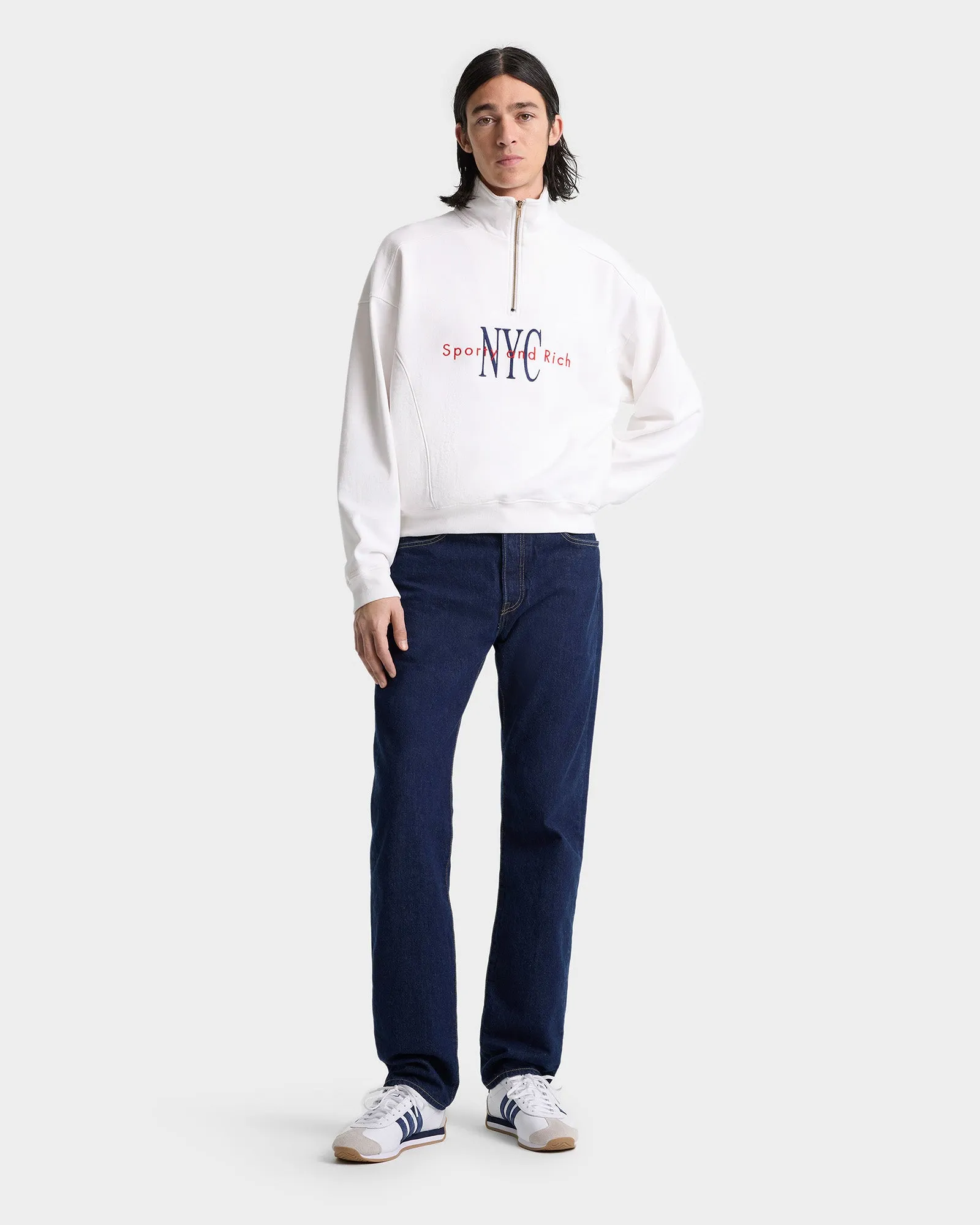 NY Minute Quarter Zip - White/Navy sold by Sporty and Rich product image thumbnail 4