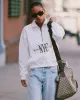 NY Minute Quarter Zip - White/Navy sold by Sporty and Rich