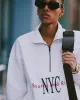 NY Minute Quarter Zip - White/Navy sold by Sporty and Rich
