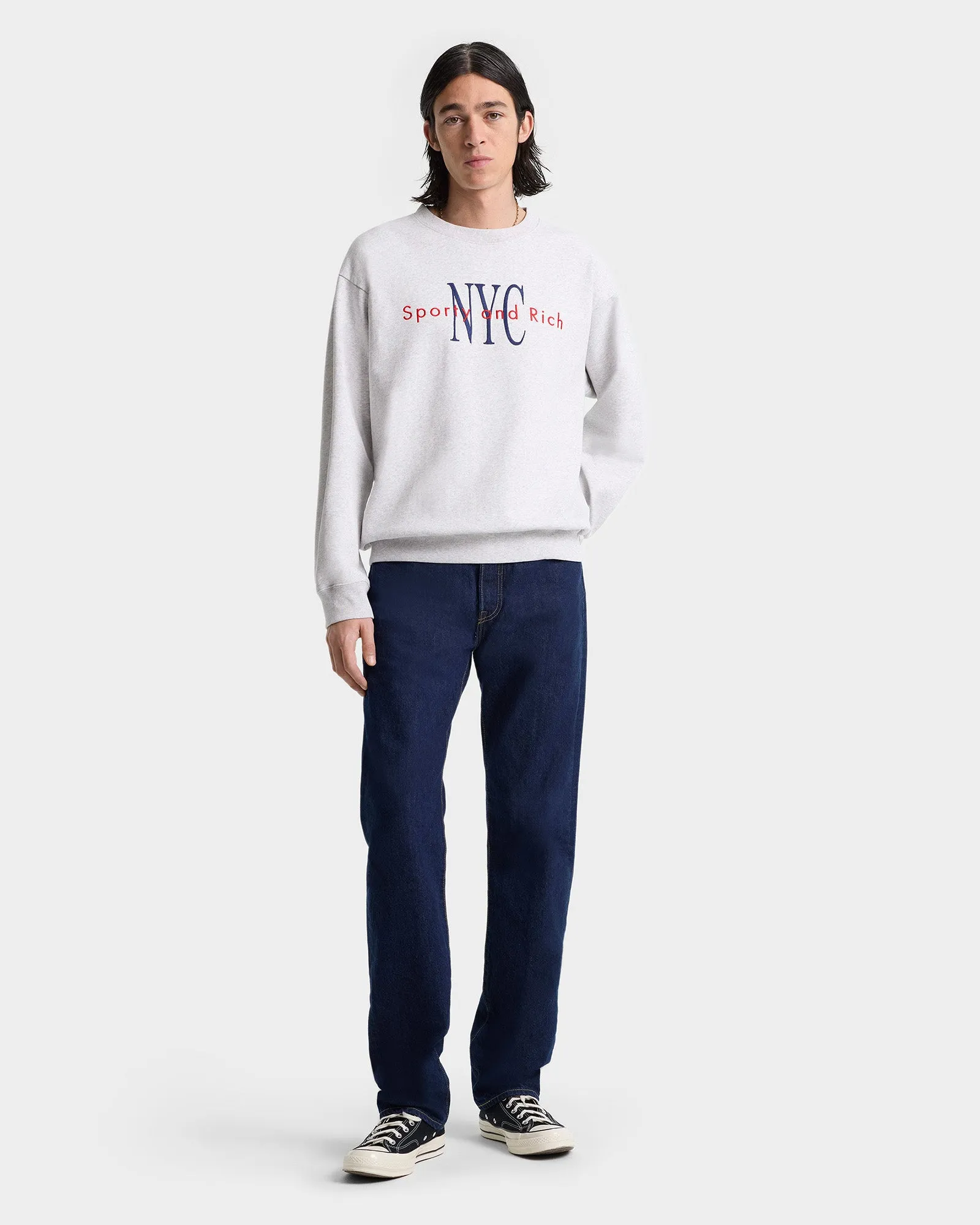 NY Minute Crewneck - Heather Gray/Navy sold by Sporty and Rich product image thumbnail 4