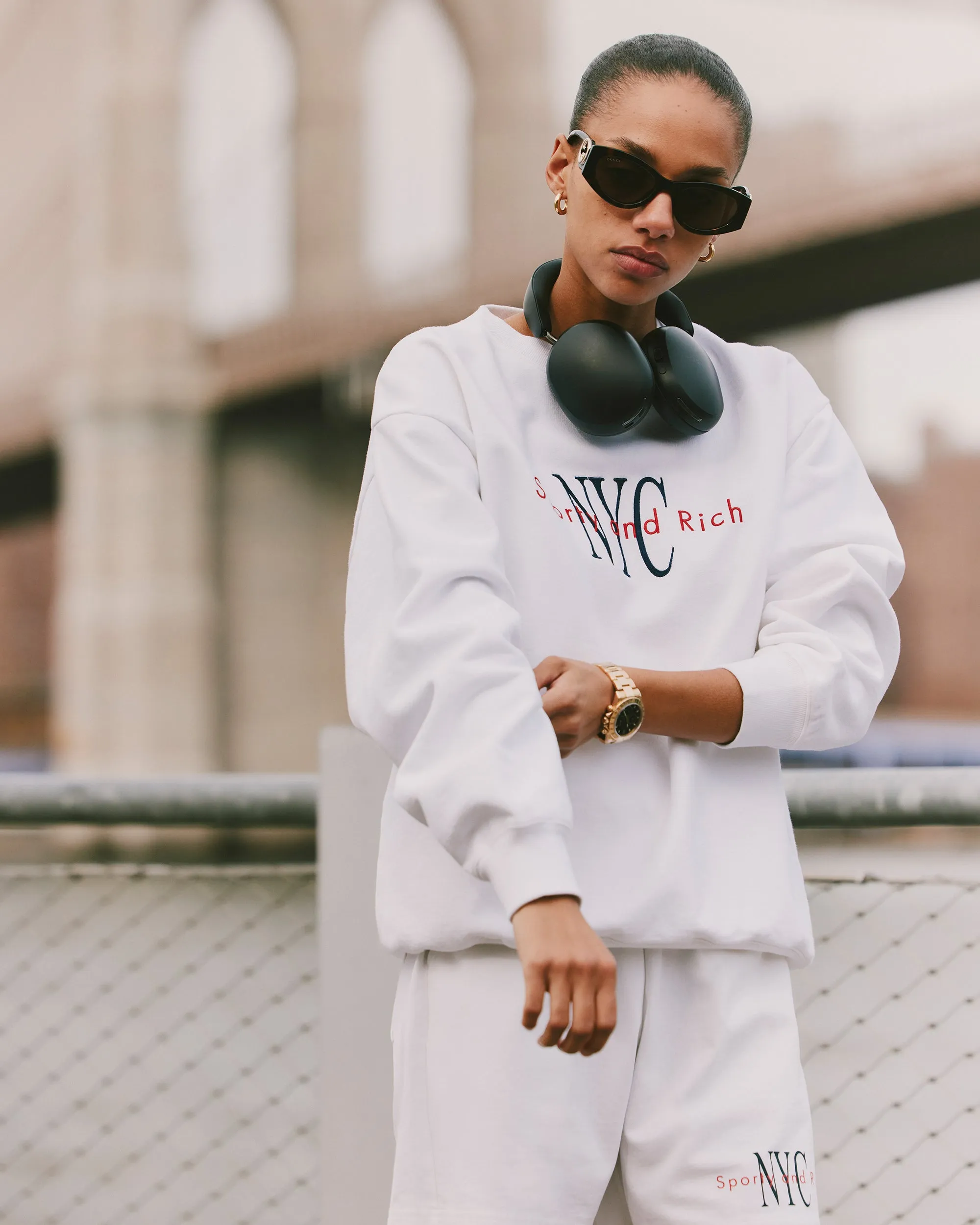 NY Minute Gym Short - White/Navy sold by Sporty and Rich product image thumbnail 3