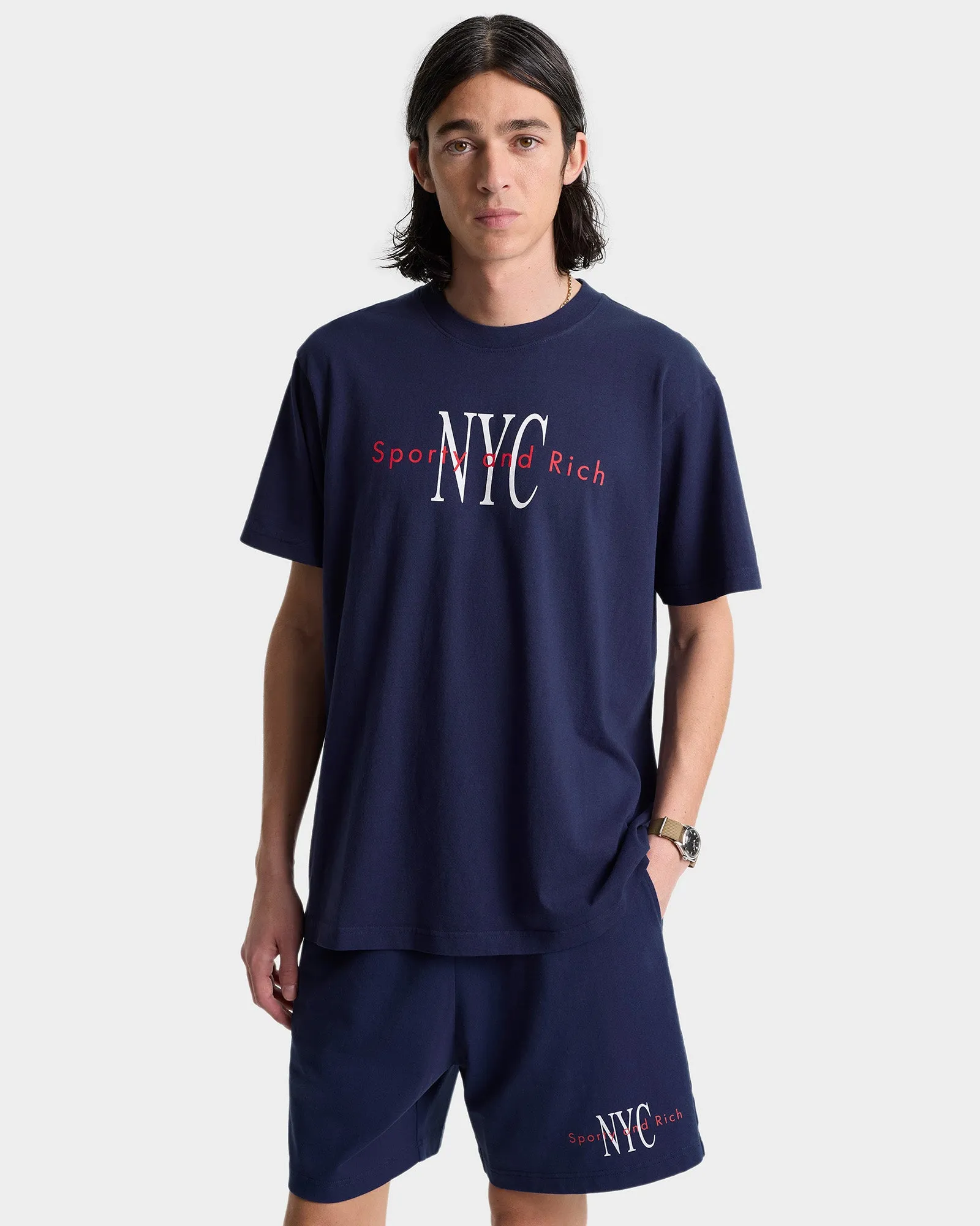 NY Minute Gym Short - Navy/White sold by Sporty and Rich product image thumbnail 4