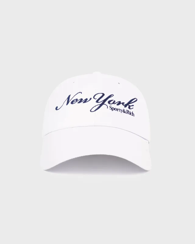 New York Hat - White/Navy sold by Sporty and Rich