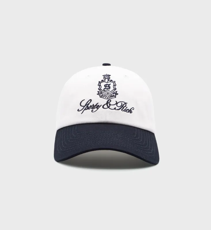 Vendome Hat - White/Navy sold by Sporty and Rich