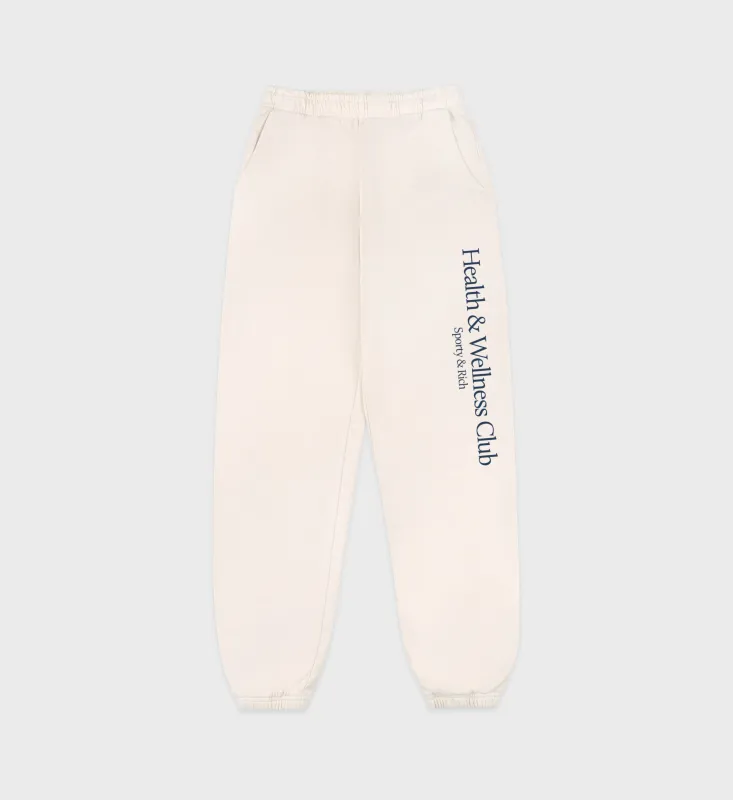 H&W Crest Sweatpant - Cream/Navy sold by Sporty and Rich