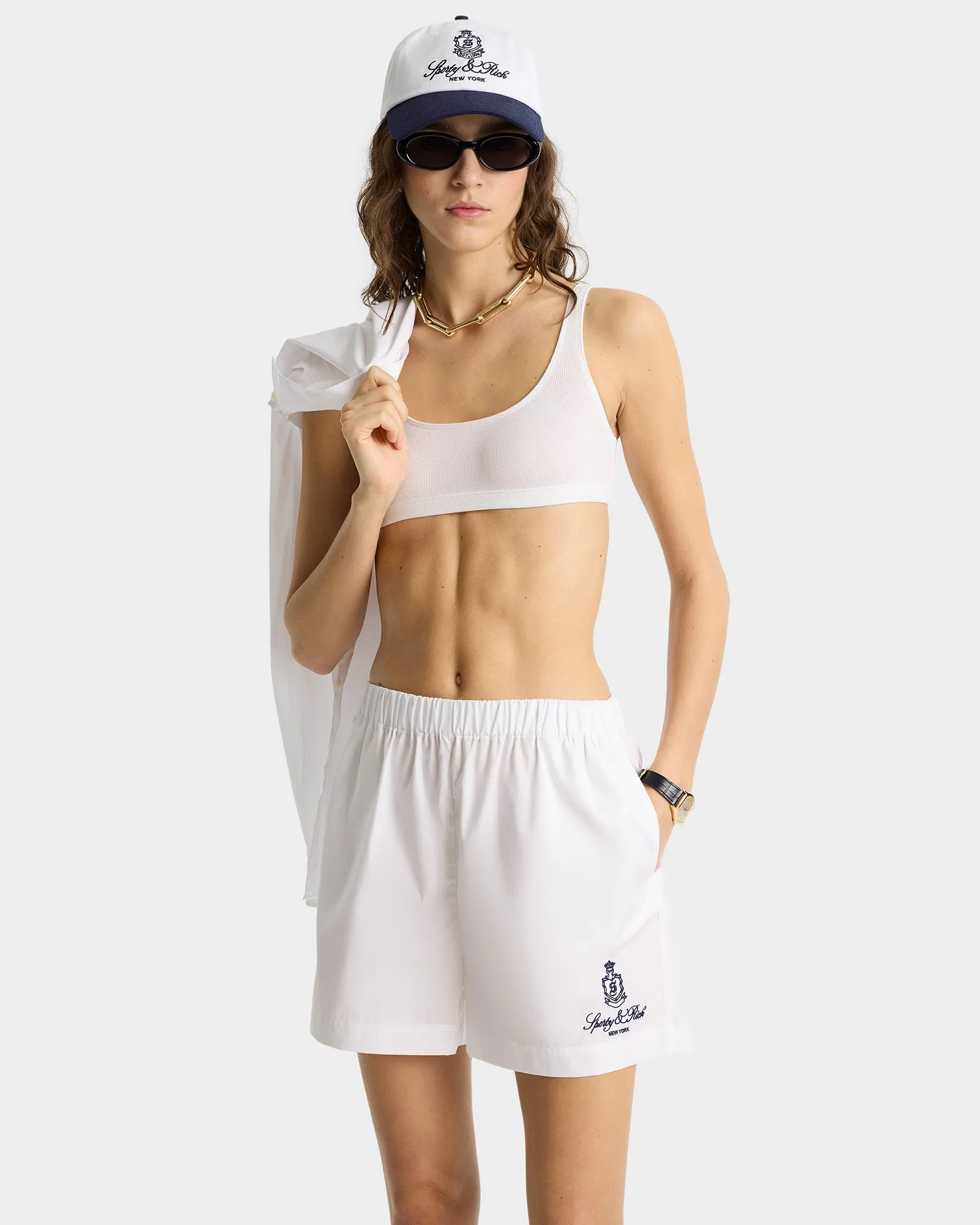 Vendome Poplin Short - White/Navy sold by Sporty and Rich product image thumbnail 4