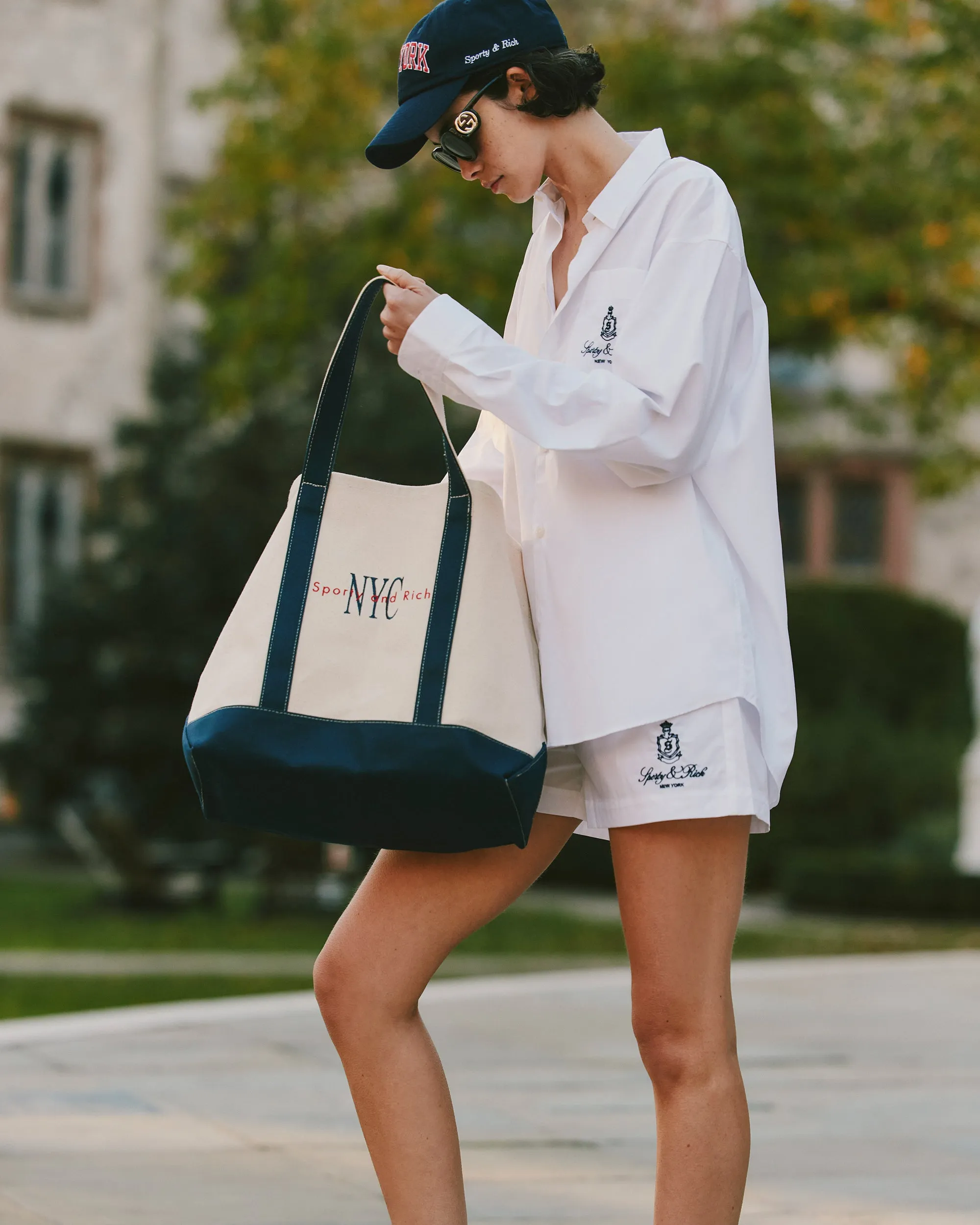 Vendome Poplin Short - White/Navy sold by Sporty and Rich product image thumbnail 2