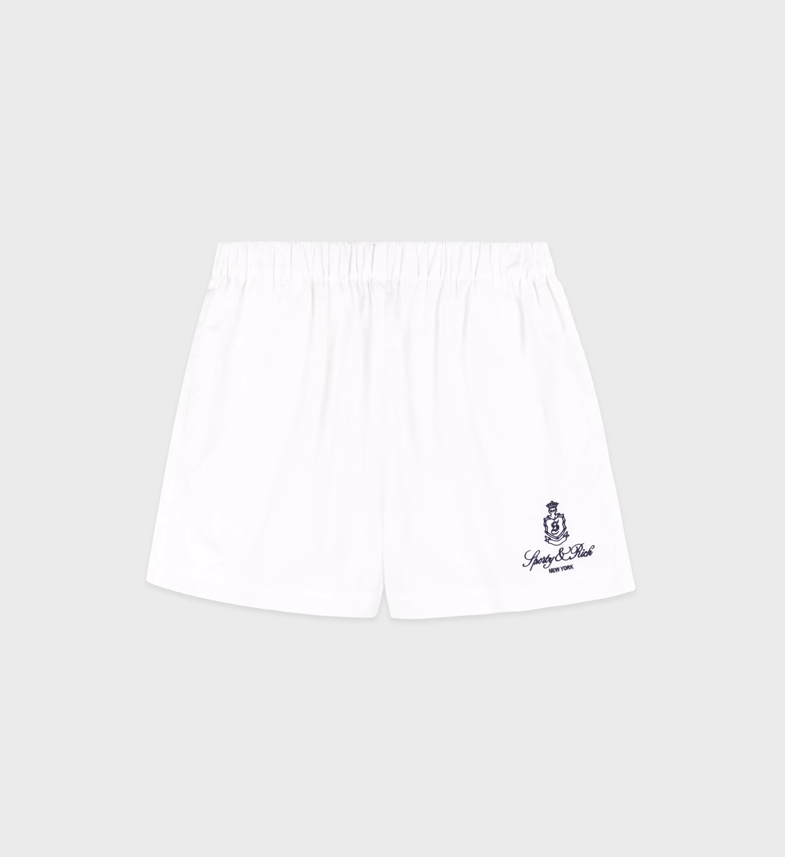 Vendome Poplin Short - White/Navy sold by Sporty and Rich