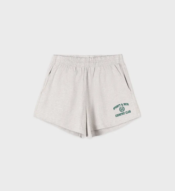 Varsity Crest Disco Short - Heather Gray/Forest sold by Sporty and Rich