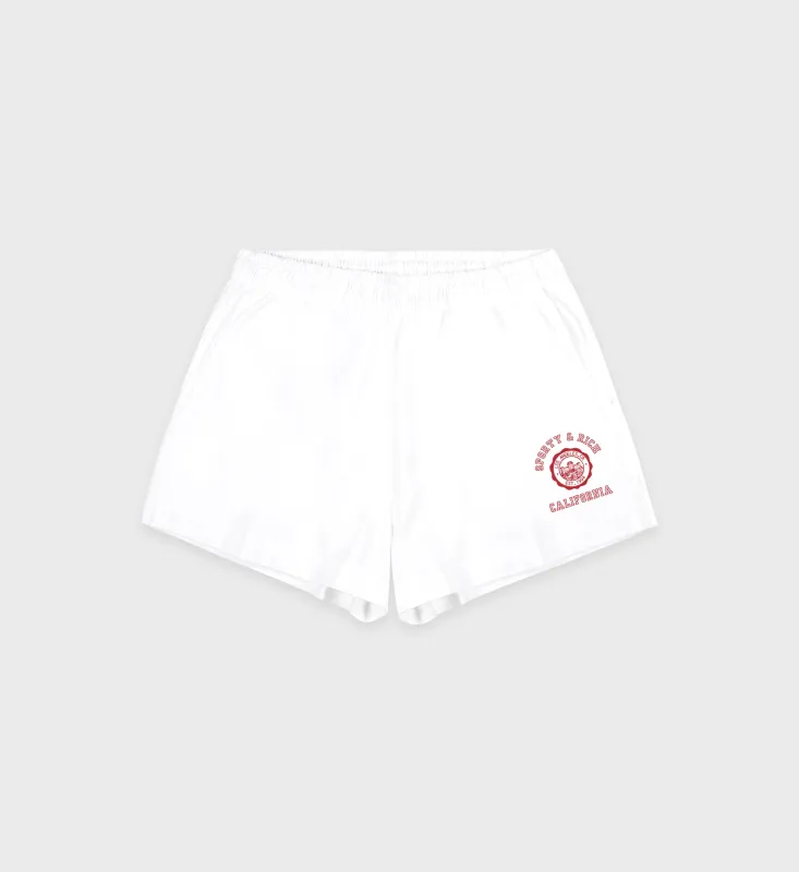 California Emblem Disco short - White/Ruby sold by Sporty and Rich