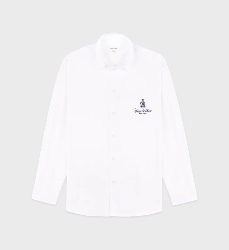 Vendome Oversized Shirt - White/Navy sold by Sporty and Rich