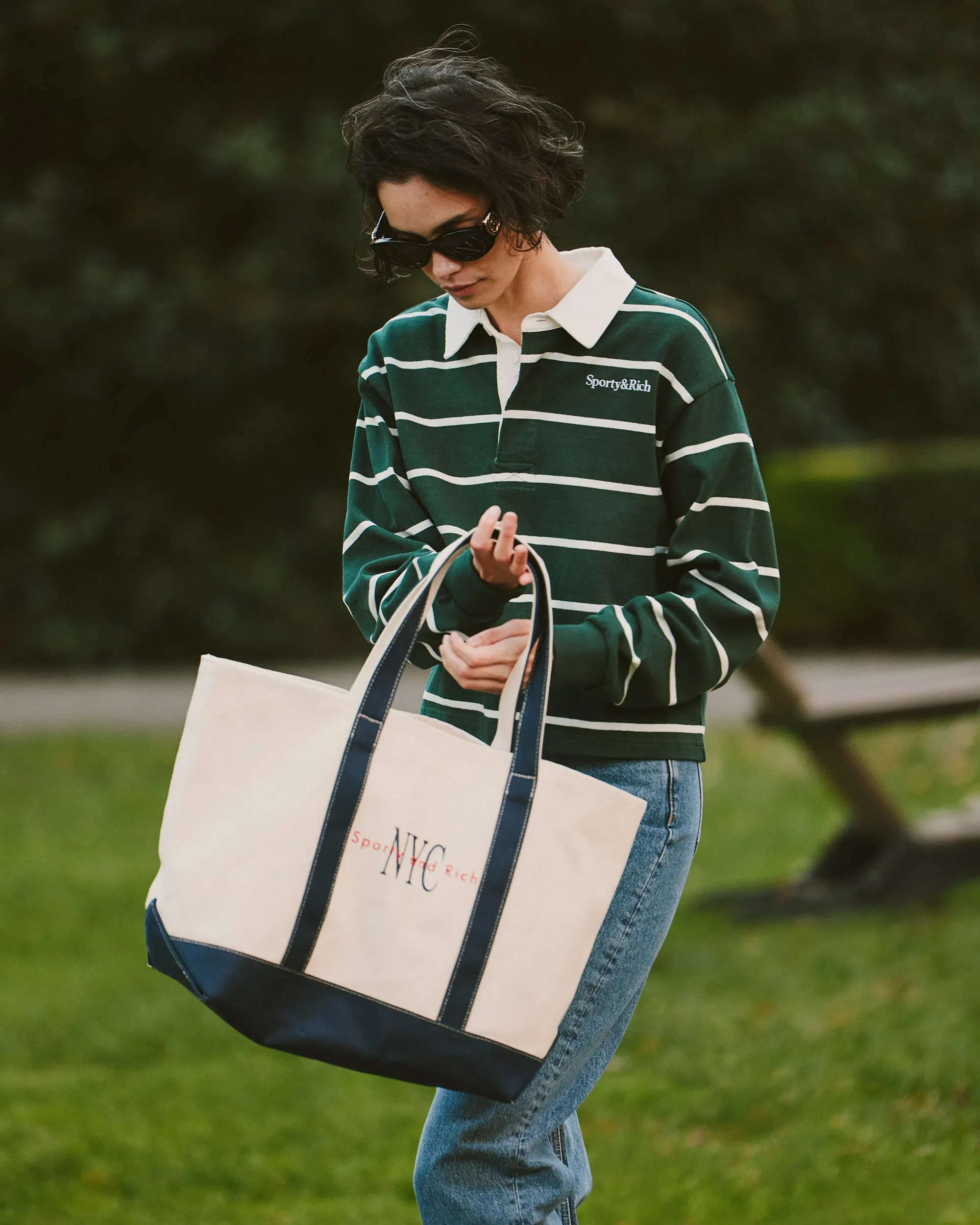 Serif Logo Rugby Polo - Forest/White sold by Sporty and Rich product image thumbnail 3