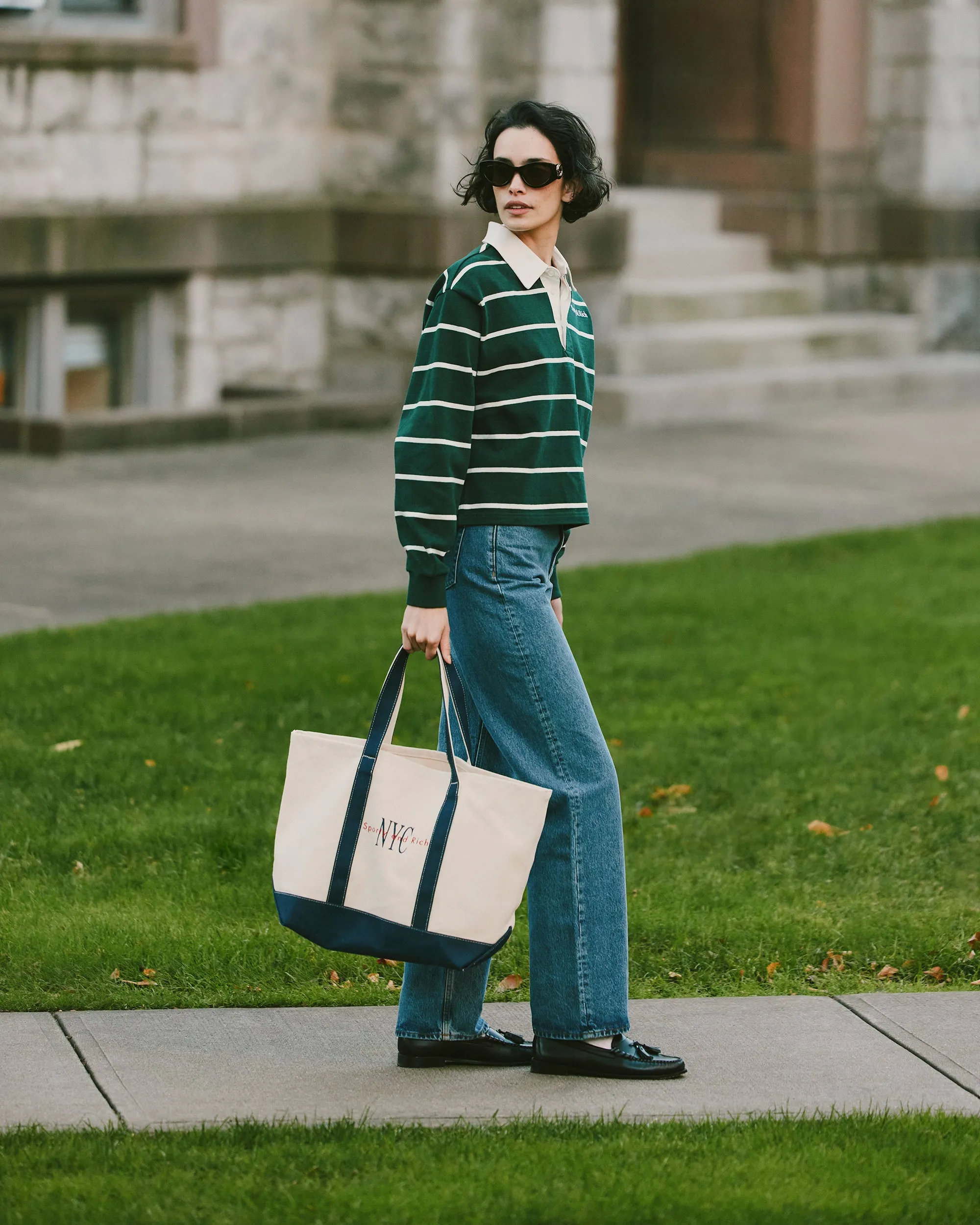 Serif Logo Rugby Polo - Forest/White sold by Sporty and Rich product image thumbnail 2