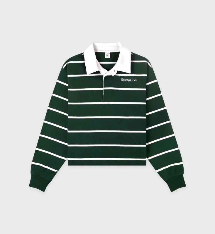 Serif Logo Rugby Polo - Forest/White sold by Sporty and Rich