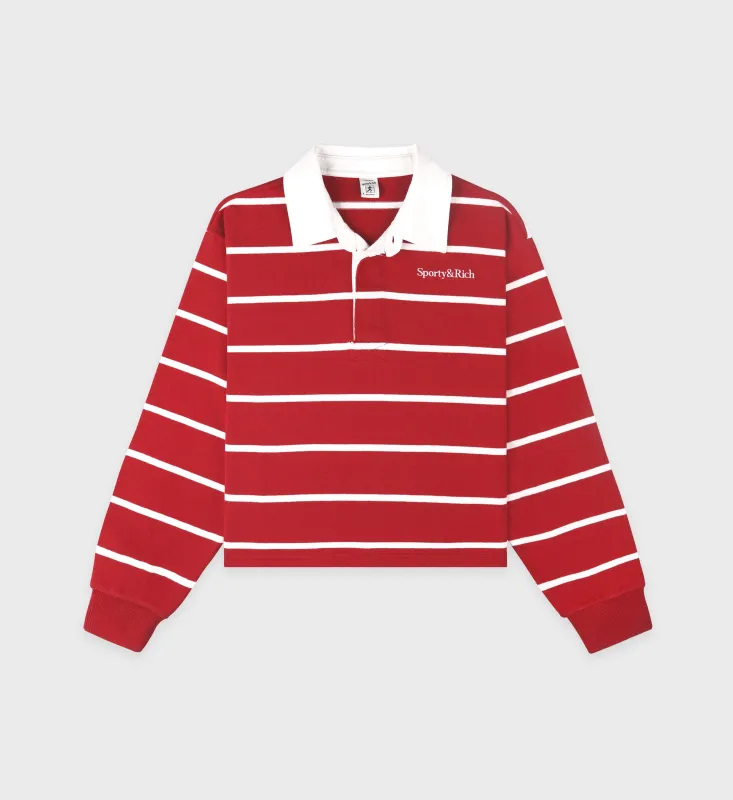 Serif Logo Rugby Polo - Ruby/White sold by Sporty and Rich