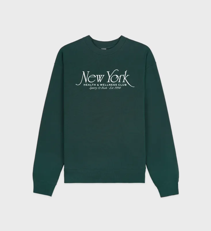 NY 94 Crewneck - Forest/White sold by Sporty and Rich
