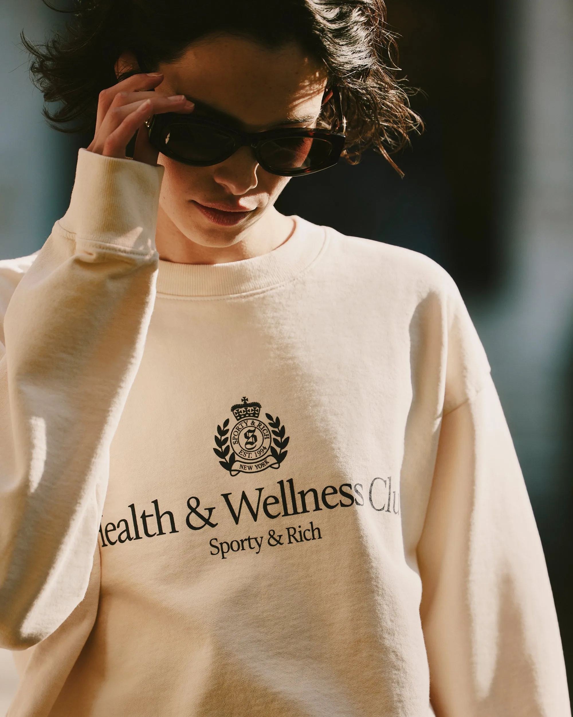 H&W Crest Crewneck - Cream/Navy sold by Sporty and Rich product image thumbnail 2