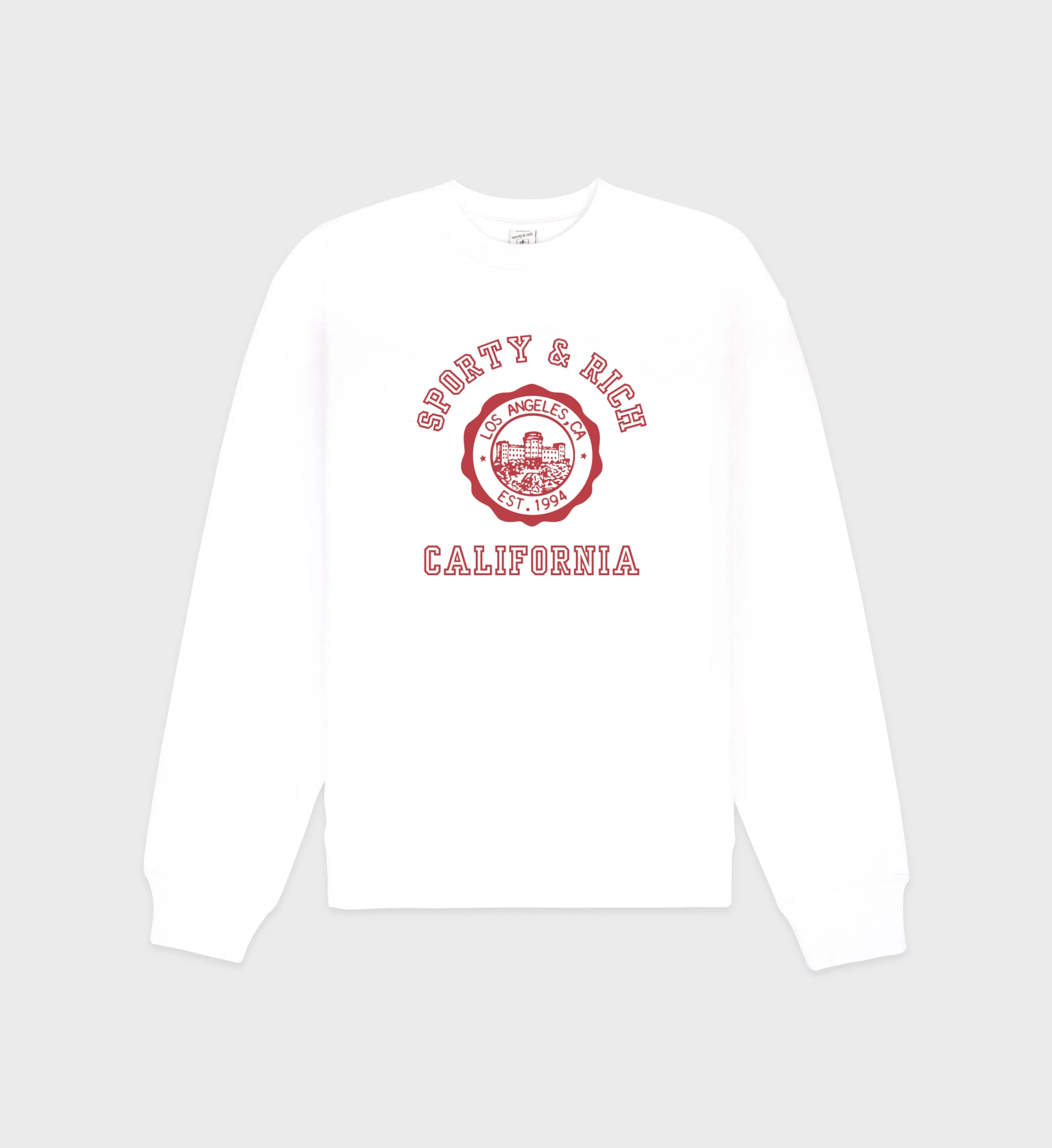 California Emblem Crewneck - White/Ruby sold by Sporty and Rich
