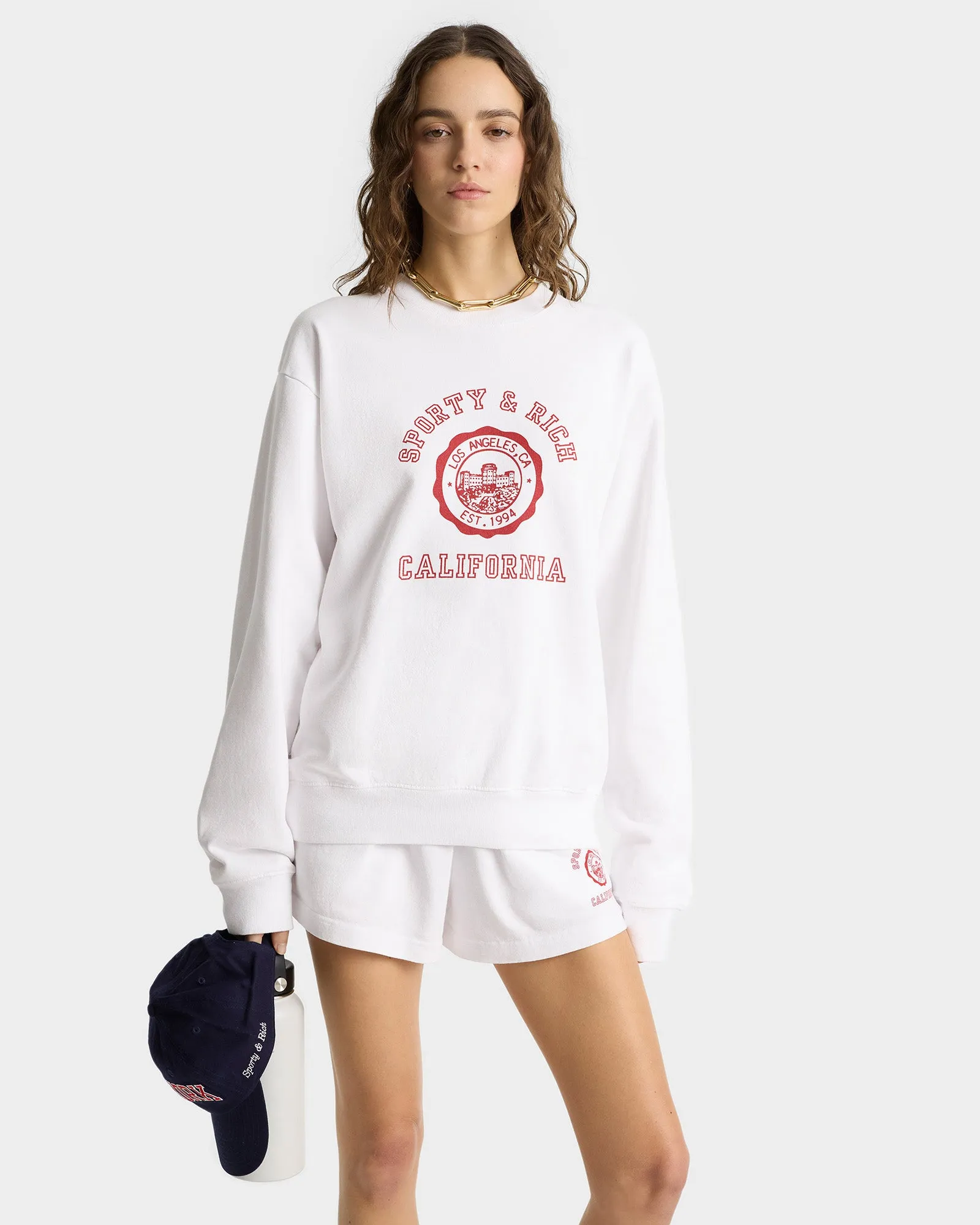 California Emblem Crewneck - White/Ruby sold by Sporty and Rich product image thumbnail 5