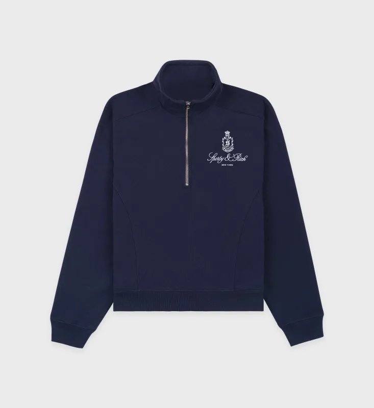 Vendome Quarter Zip - Navy/White sold by Sporty and Rich