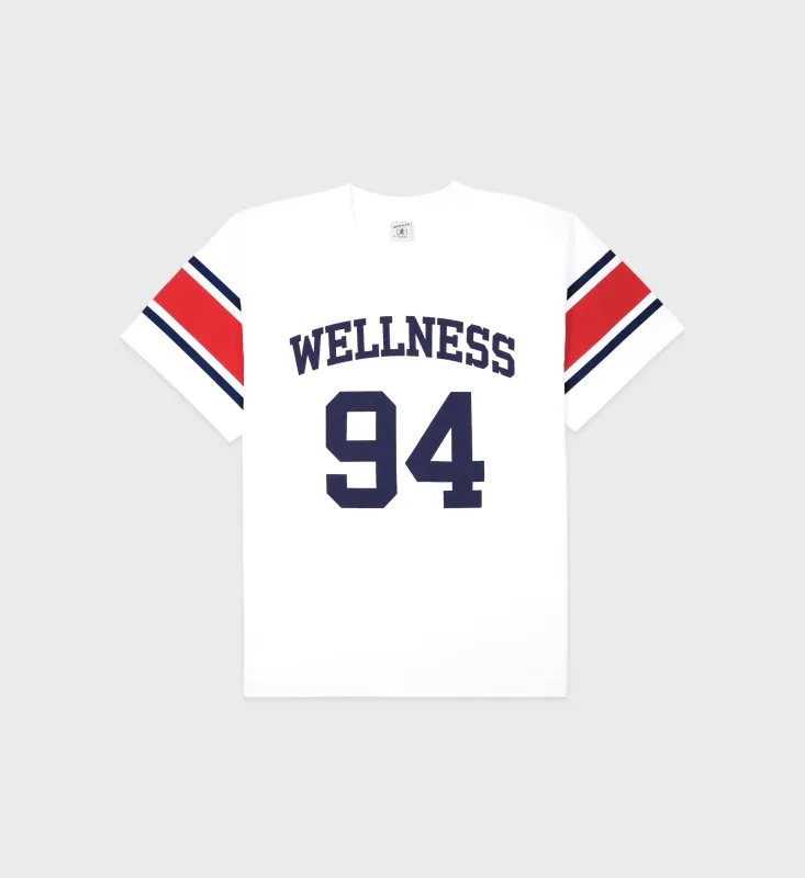 Wellness 94 Rugby Tee - White/Ruby/Navy sold by Sporty and Rich