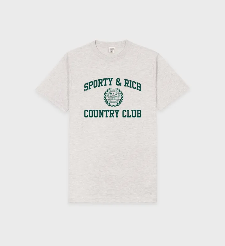 Varsity Crest T-Shirt - Heather Gray/Forest sold by Sporty and Rich